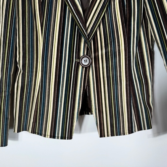Vtg Neiman Marcus Women's Sz 10 Velour Striped Blazer Jacket Academic Y2K - Picture 4 of 12